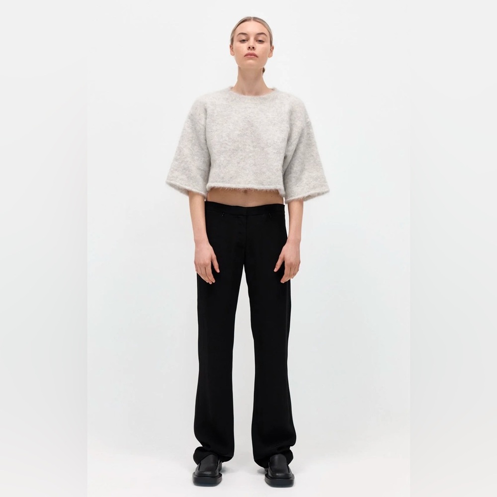 St Agni Sweater Women S Gray Alpaca Mohair Cropped Capsule Classic Knit Top